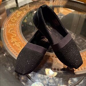 BOBS black suede shoe with sparkles. Size 6.